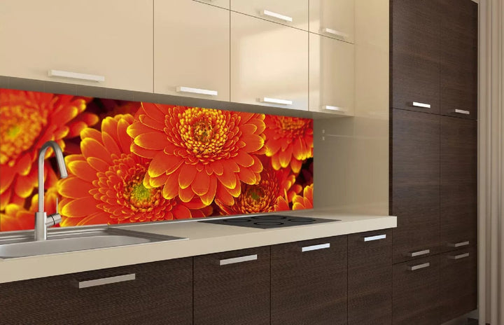 Pašlīmējošas fototapetes virtuvei - Gerberas  (180x60 cm) Art4home