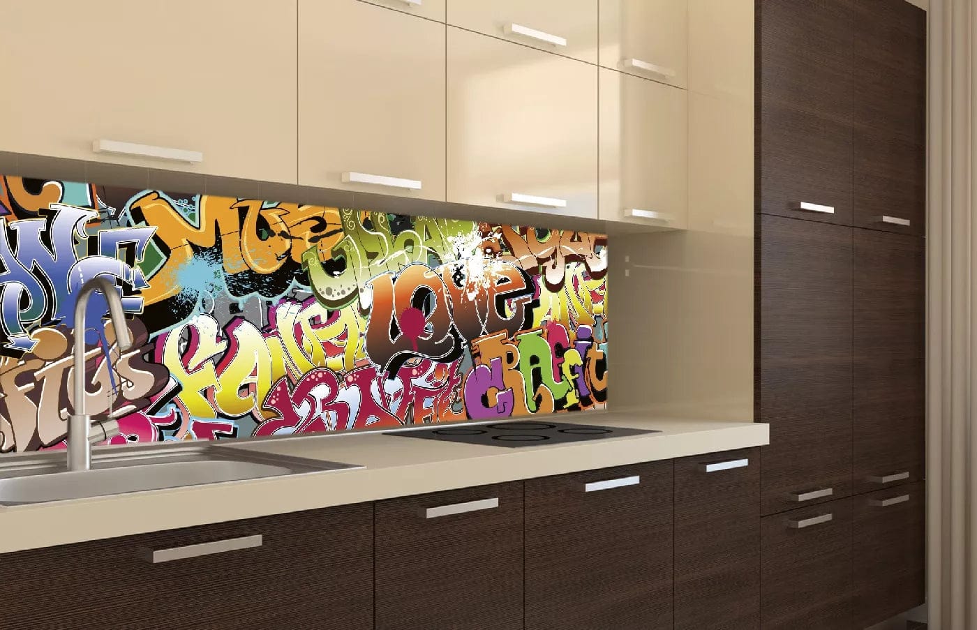 Pašlīmējošas fototapetes virtuvei - Grafiti  (180x60 cm) Art4home