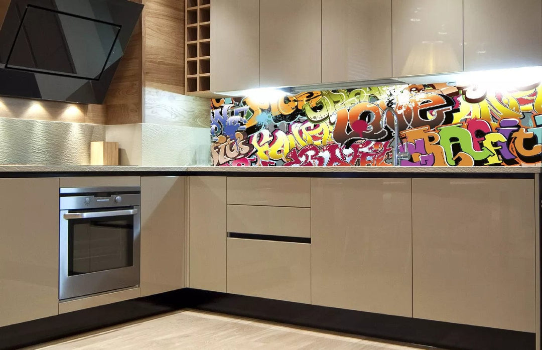 Pašlīmējošas fototapetes virtuvei - Grafiti  (180x60 cm) Art4home