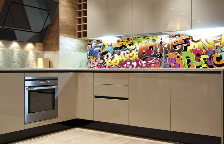 Pašlīmējošas fototapetes virtuvei - Grafiti  (180x60 cm) Art4home