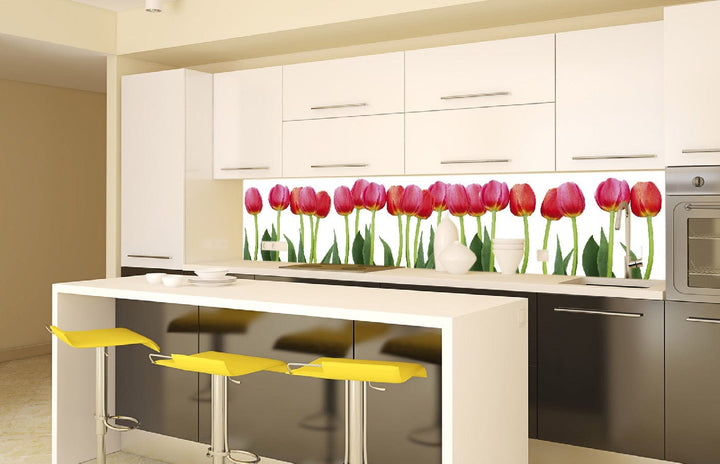 Laminētas pašlīmējošas fototapetes virtuvei - Tulpes  (260x60 cm) Art4home