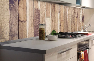 Fototapetes virtuvei ar lamināciju, pašlīmējošas plēve un flizelīns - Koka siena  (180x60 cm) Art4home