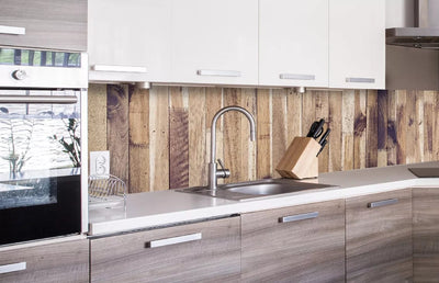 Fototapetes virtuvei ar lamināciju, pašlīmējošas plēve un flizelīns - Koka siena  (260x60 cm) Art4home