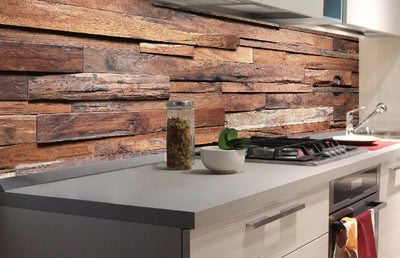 Fototapetes virtuvei ar lamināciju, pašlīmējošas plēve un flizelīns - Koka siena II (180x60 cm) Art4home