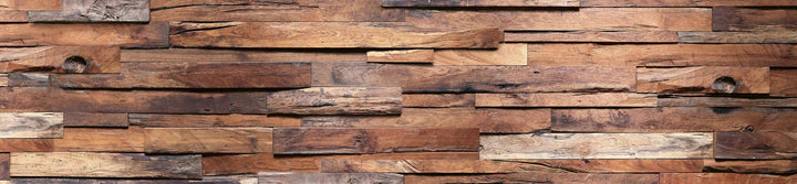 Pašlīmējošas fototapetes virtuvei - Koka siena II (260x60 cm) Art4home
