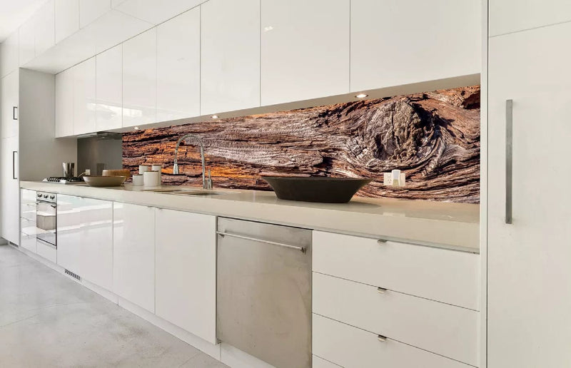 Fototapetes virtuvei ar lamināciju, pašlīmējošas plēve un flizelīns - Koku miza (350x60 cm) Art4home