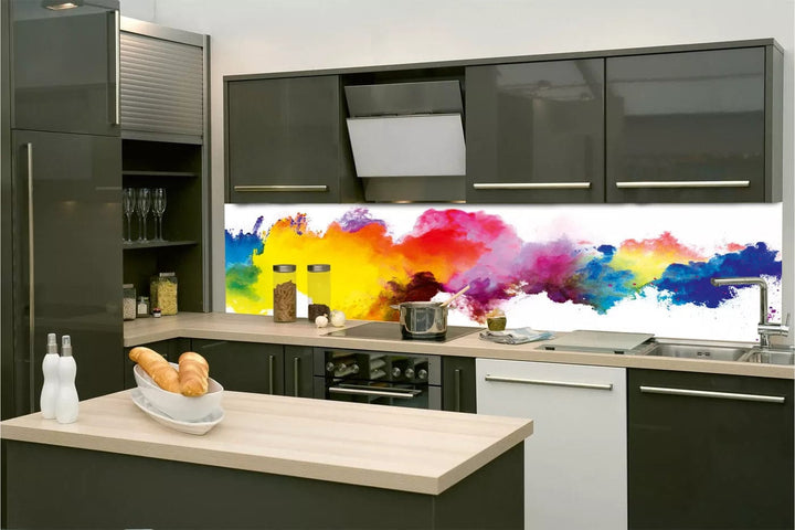 Pašlīmējošas fototapetes virtuvei - Krāsaina abstrakcija (260x60 cm) Art4home