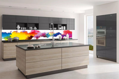 Fototapetes virtuvei ar lamināciju, pašlīmējošas plēve un flizelīns - Krāsaina abstrakcija (350x60 cm) Art4home