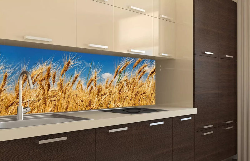 Fototapetes virtuvei ar lamināciju, pašlīmējošas plēve un flizelīns - Kviešu lauks II (180x60 cm) Art4home
