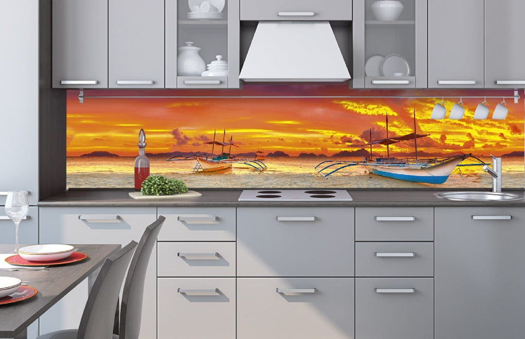 Pašlīmējošas fototapetes virtuvei - Laiva (260x60 cm) Art4home