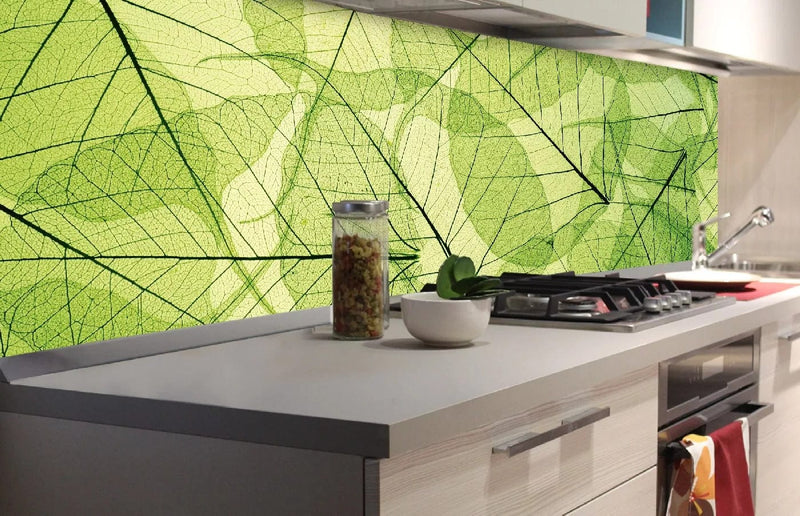 Fototapetes virtuvei ar lamināciju, pašlīmējošas plēve un flizelīns - Lapu dzīslas  (180x60 cm) Art4home