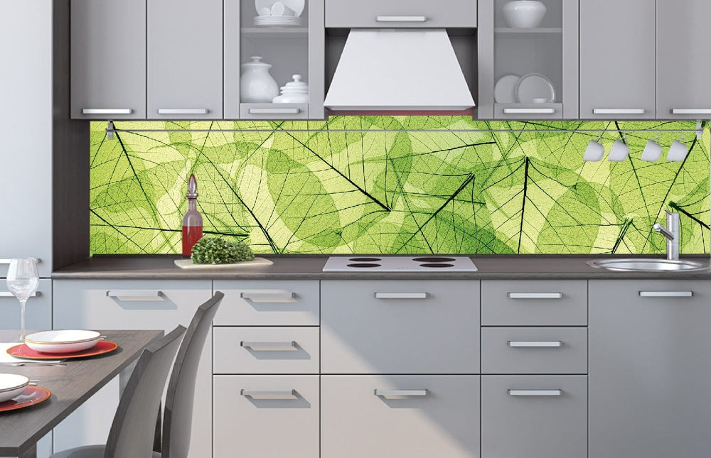 Pašlīmējošas fototapetes virtuvei - Lapu dzīslas (260x60 cm) Art4home