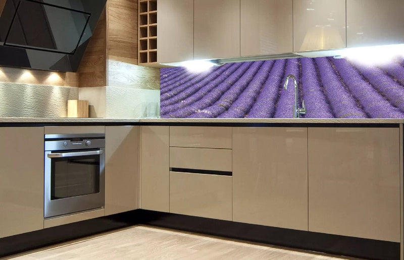 Fototapetes virtuvei ar lamināciju, pašlīmējošas plēve un flizelīns - Lavandas lauks II (180x60 cm) Art4home