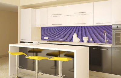 Fototapetes virtuvei ar lamināciju, pašlīmējošas plēve un flizelīns - Lavandas lauks II (260x60 cm) Art4home