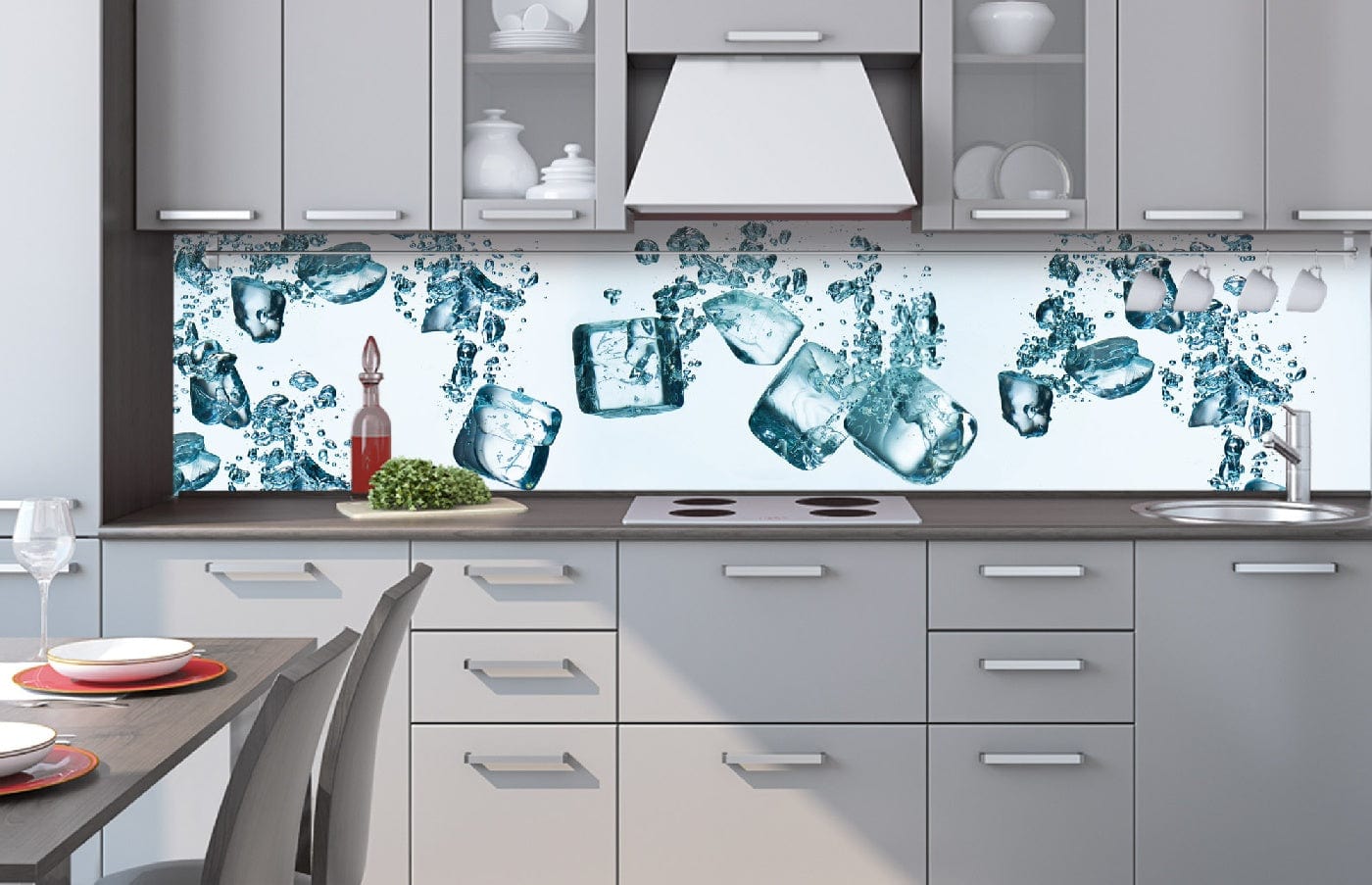 Fototapetes virtuvei ar lamināciju - Ledus gabaliņi  (260x60 cm) Art4home