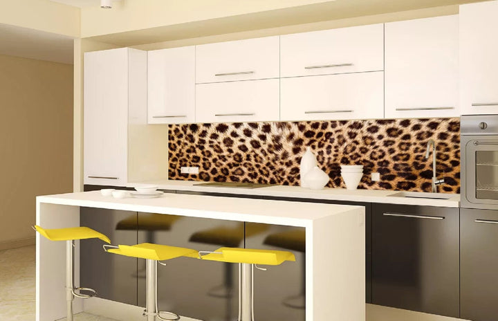 Pašlīmējošas fototapetes virtuvei - Leoparda āda  (260x60 cm) Art4home