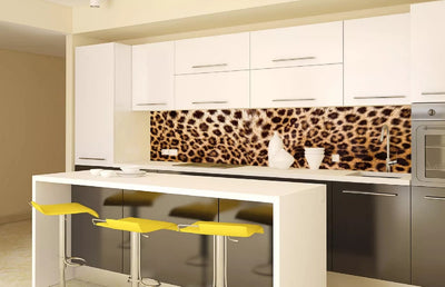 Fototapetes virtuvei ar lamināciju, pašlīmējošas plēve un flizelīns - Leoparda āda  (260x60 cm) Art4home