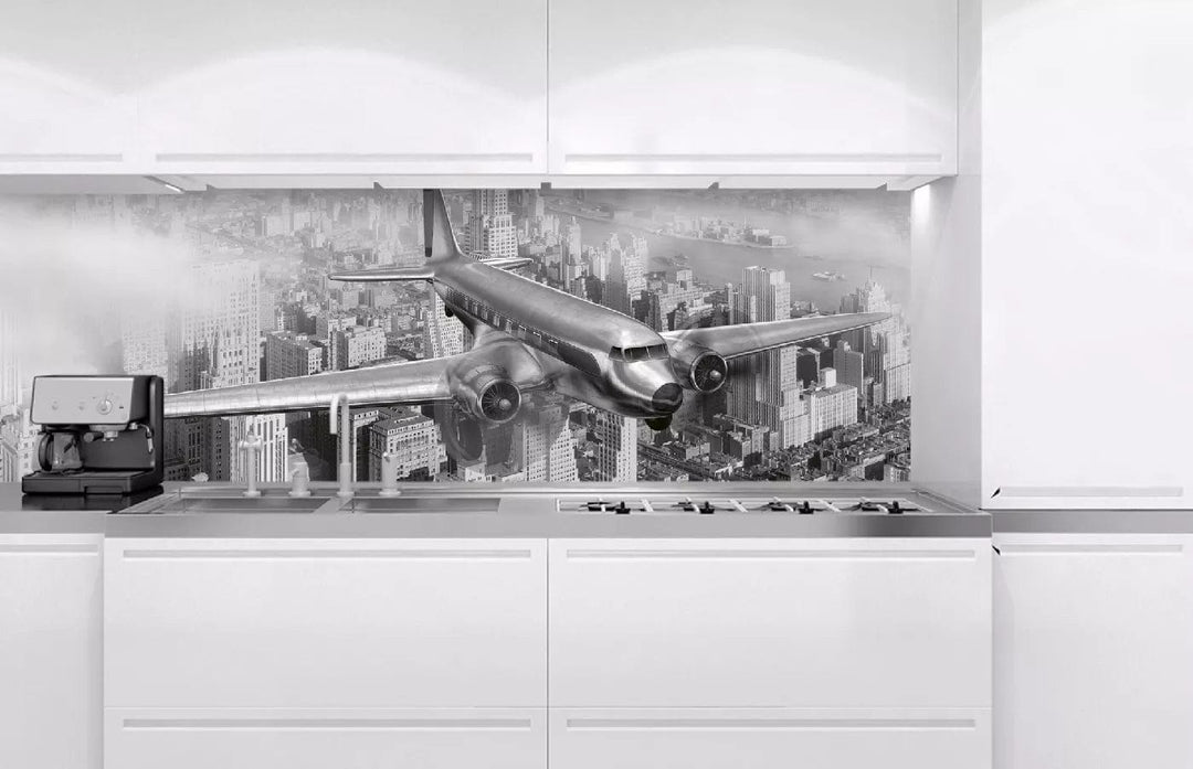 Pašlīmējošas fototapetes virtuvei - Lidmašīna  (180x60 cm) Art4home