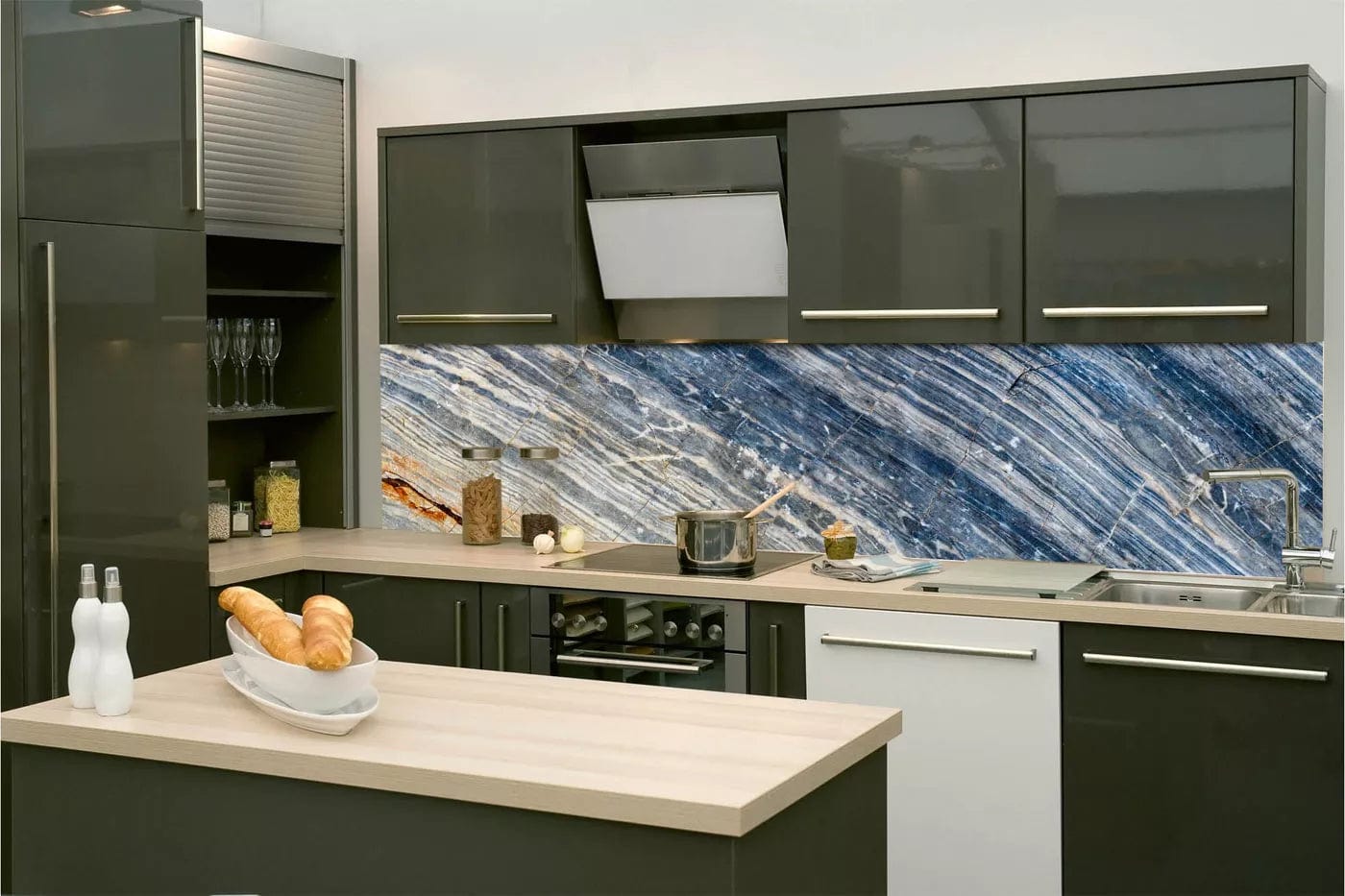 Pašlīmējošas fototapetes virtuvei - Marmora faktūra (260x60 cm) Art4home