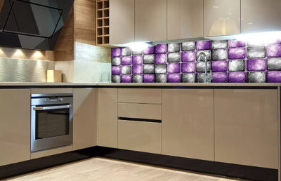Fototapetes virtuvei ar lamināciju, pašlīmējošas plēve un flizelīns - Metāla flīzes  (180x60 cm) Art4home