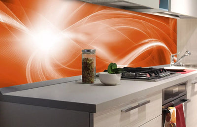 Fototapetes virtuvei ar lamināciju, pašlīmējošas plēve un flizelīns - Oranža abstrakcija  (180x60 cm) Art4home