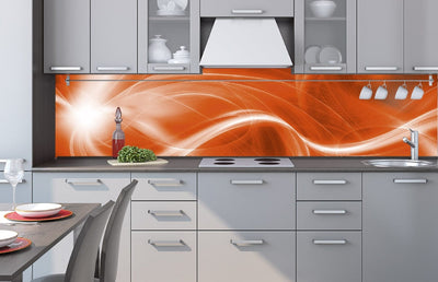 Fototapetes virtuvei ar lamināciju, pašlīmējošas plēve un flizelīns - Oranža abstrakcija  (260x60 cm) Art4home
