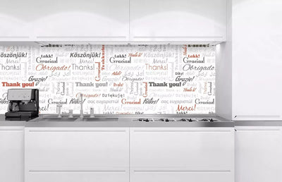 Fototapetes virtuvei ar lamināciju, pašlīmējošas plēve un flizelīns - Paldies  (180x60 cm) Art4home