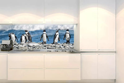 Fototapetes virtuvei ar lamināciju, pašlīmējošas plēve un flizelīns - Pingvīni (180x60 cm) Art4home