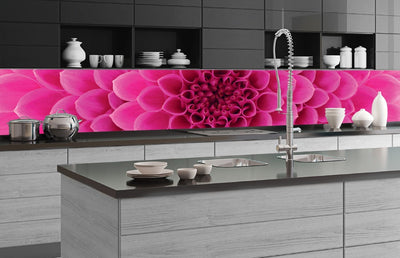 Fototapetes virtuvei ar lamināciju, pašlīmējošas plēve un flizelīns - Rozā dālija (350x60 cm) Art4home