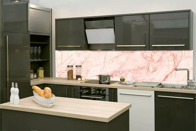 Fototapetes virtuvei ar lamināciju, pašlīmējošas plēve un flizelīns - Rozā marmors (260x60 cm) Art4home