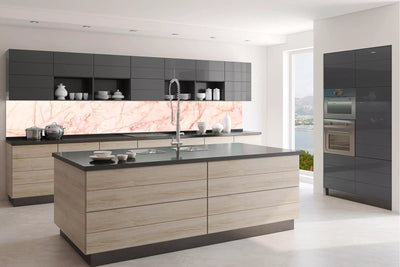 Fototapetes virtuvei ar lamināciju, pašlīmējošas plēve un flizelīns - Rozā marmors (350x60 cm) Art4home