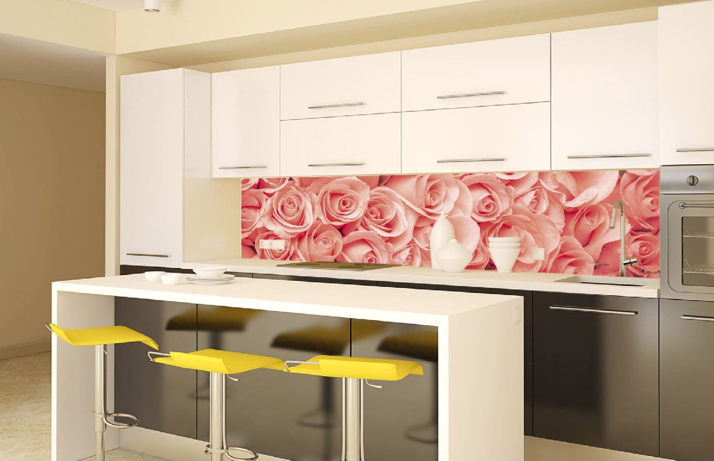 Pašlīmējošas fototapetes virtuvei - Rozes  (260x60 cm) Art4home