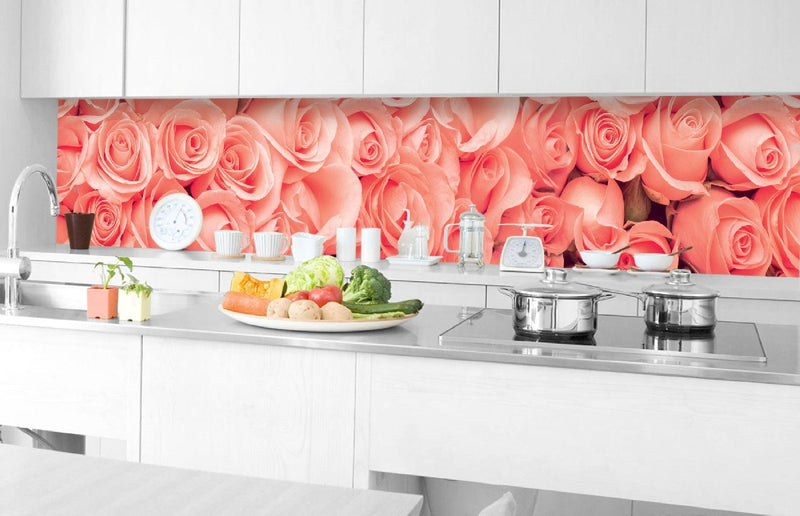 Fototapetes virtuvei ar lamināciju, pašlīmējošas plēve un flizelīns - Rozes (350x60 cm) Art4home