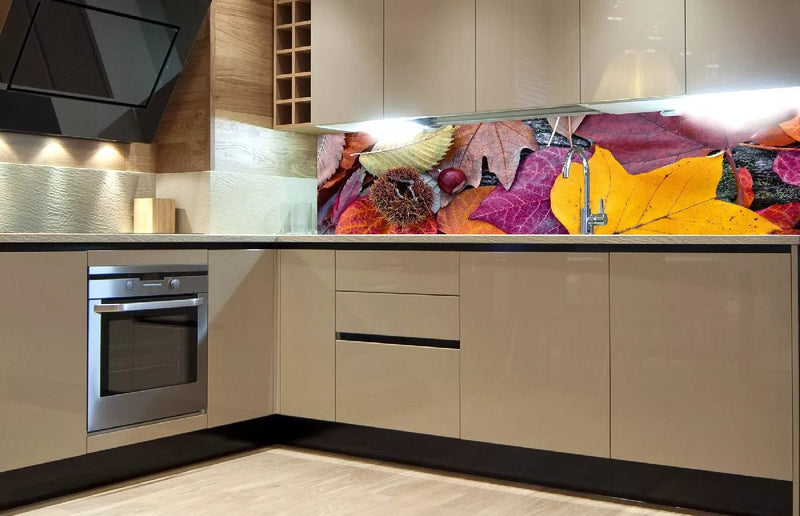Fototapetes virtuvei ar lamināciju, pašlīmējošas plēve un flizelīns - Rudens lapas  (180x60 cm) Art4home