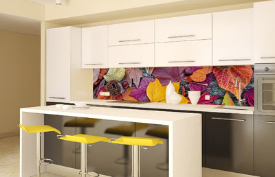 Fototapetes virtuvei ar lamināciju, pašlīmējošas plēve un flizelīns - Rudens lapas  (260x60 cm) Art4home