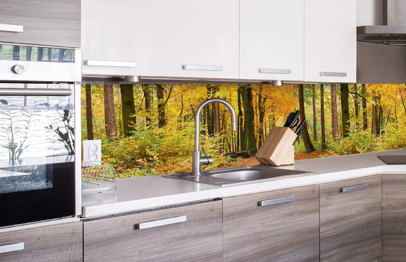 Fototapetes virtuvei ar lamināciju, pašlīmējošas plēve un flizelīns - Rudens mežs  (260x60 cm) Art4home