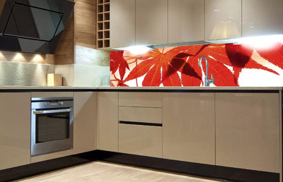 Fototapetes virtuvei ar lamināciju, pašlīmējošas plēve un flizelīns - Sarkanās lapas  (180x60 cm) Art4home