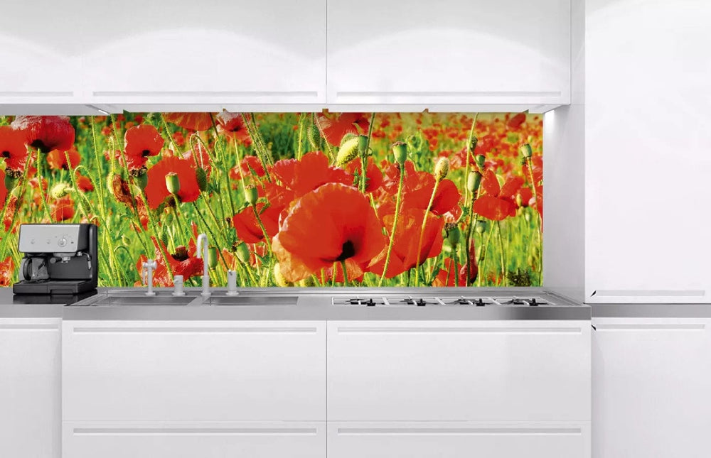 Pašlīmējošas fototapetes virtuvei - Sarkanās magones  (180x60 cm) Art4home