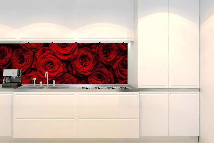 Pašlīmējošas fototapetes virtuvei - Sarkanas rozes (180x60 cm) Art4home