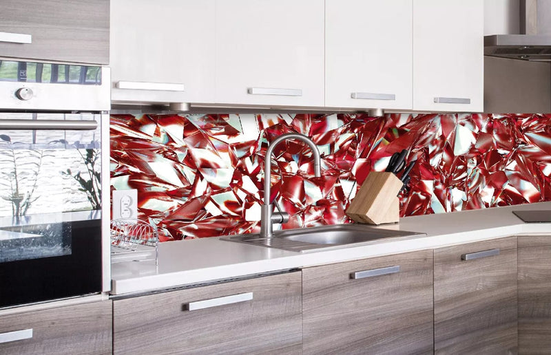 Fototapetes virtuvei ar lamināciju, pašlīmējošas plēve un flizelīns - Sarkans kristāls  (260x60 cm) Art4home
