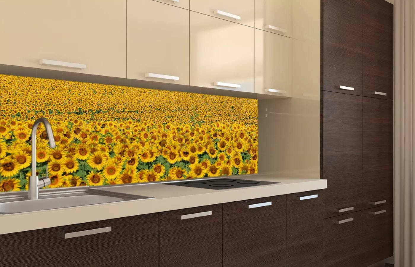 Pašlīmējošas fototapetes virtuvei - Saulespuķes  (180x60 cm) Art4home