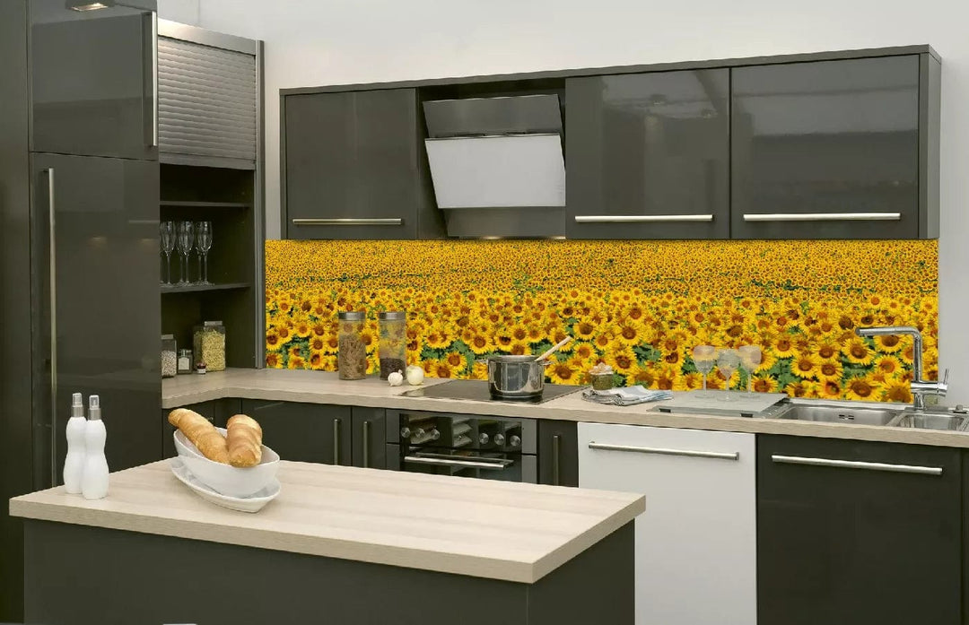 Pašlīmējošas fototapetes virtuvei - Saulespuķes  (260x60 cm) Art4home