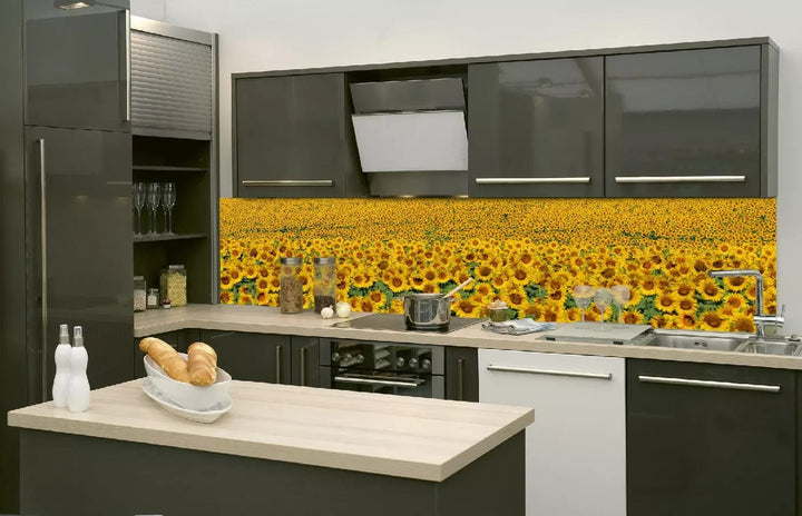 Pašlīmējošas fototapetes virtuvei - Saulespuķes  (260x60 cm) Art4home
