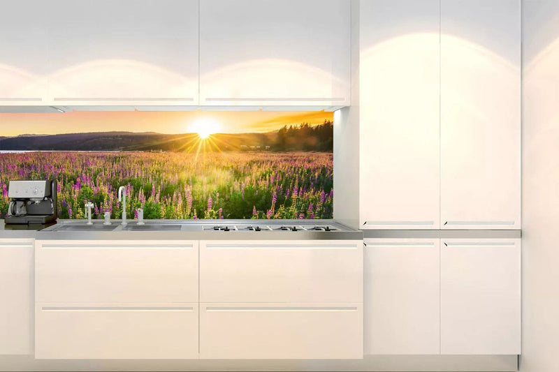 Fototapetes virtuvei ar lamināciju, pašlīmējošas plēve un flizelīns - Saulriets pļavā (180x60 cm) Art4home