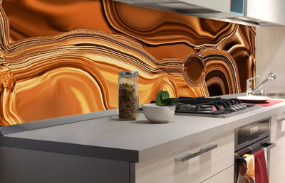 Fototapetes virtuvei ar lamināciju, pašlīmējošas plēve un flizelīns - Šķidrais hroms (bronzas krāsā  (180x60 cm) Art4home