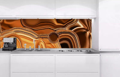 Fototapetes virtuvei ar lamināciju, pašlīmējošas plēve un flizelīns - Šķidrais hroms (bronzas krāsā  (180x60 cm) Art4home