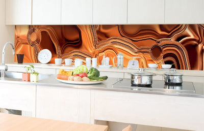 Fototapetes virtuvei ar lamināciju, pašlīmējošas plēve un flizelīns - Šķidrais hroms (bronzas krāsā (350x60 cm) Art4home
