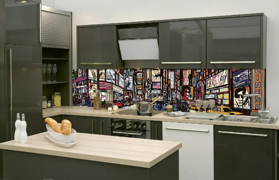 Pašlīmējošas fototapetes virtuvei - Taimskvērs  (260x60 cm) Art4home