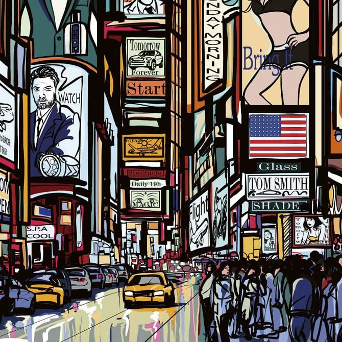 Pašlīmējošas fototapetes virtuvei - Taimskvērs  (260x60 cm) Art4home