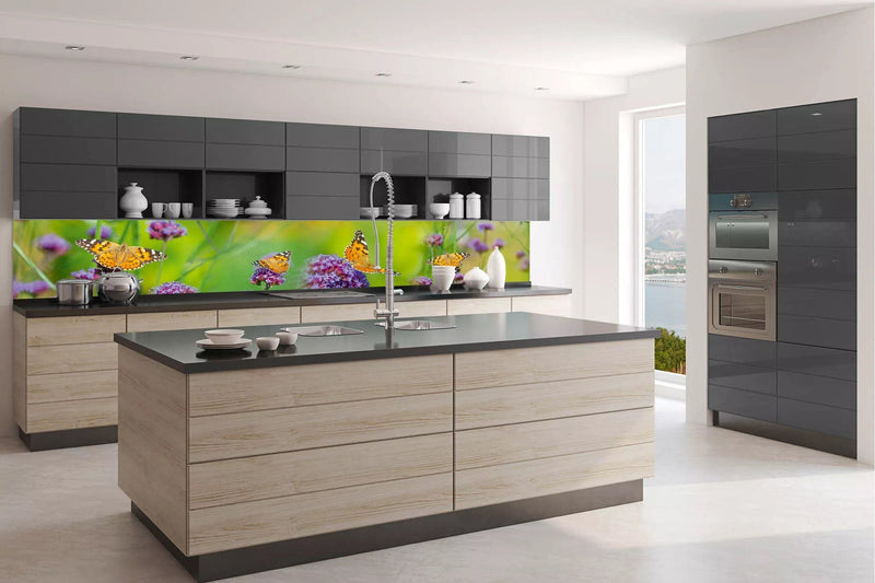 Fototapetes virtuvei ar lamināciju, pašlīmējošas plēve un flizelīns - Tauriņi (350x60 cm) Art4home